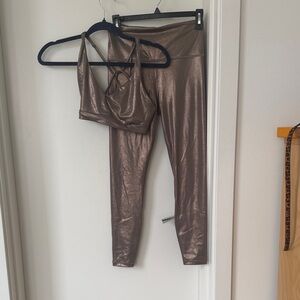Athleta Metallic Bronze Leggings and Top Set